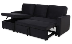 Canapé d'angle convertible Baleares Velours Noir