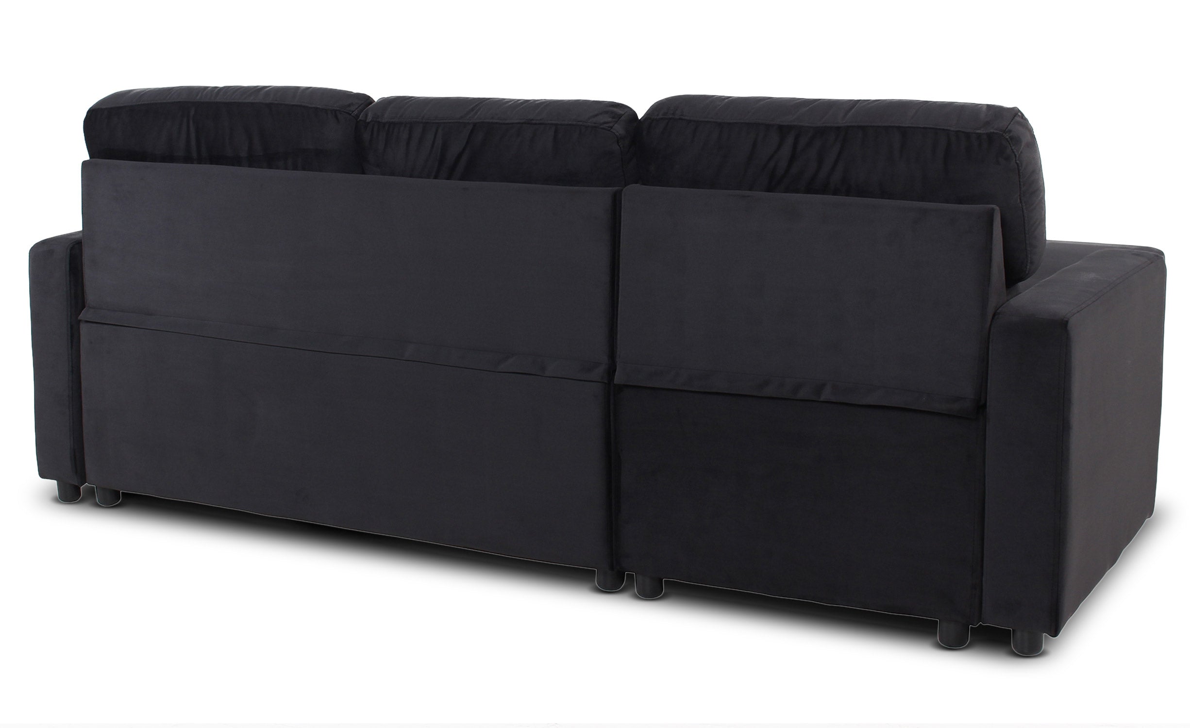 Canapé d'angle convertible Baleares Velours Noir