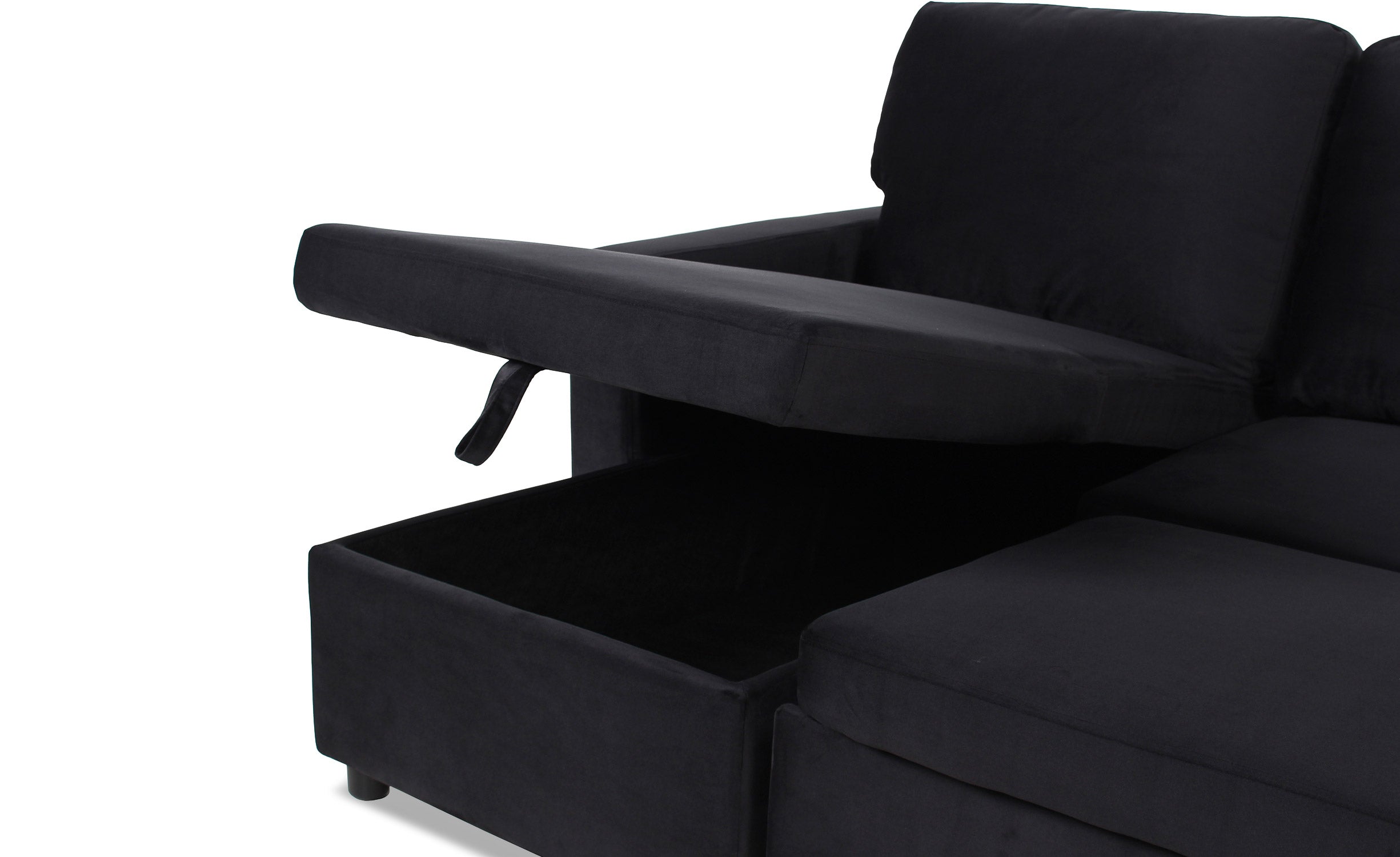 Canapé d'angle convertible Baleares Velours Noir
