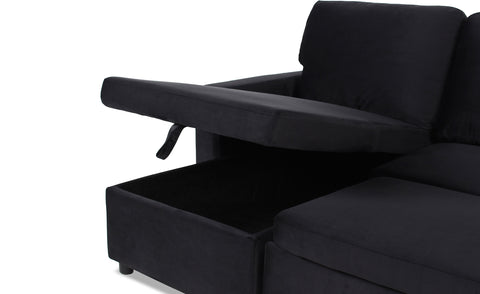 Canapé d'angle convertible Baleares Velours Noir