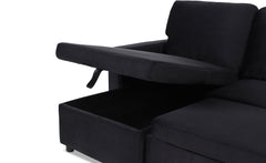Canapé d'angle convertible Baleares Velours Noir