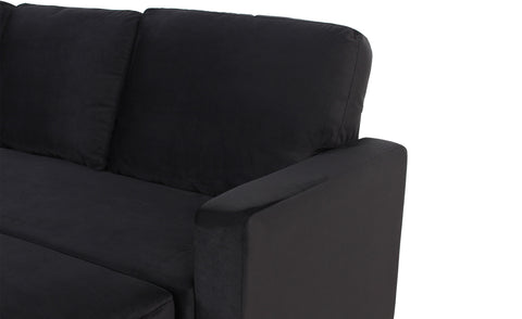 Canapé d'angle convertible Baleares Velours Noir