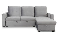 Canapé d'angle convertible en velours argent