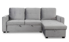 Canapé d'angle convertible moderne Delacroix Velours Argent