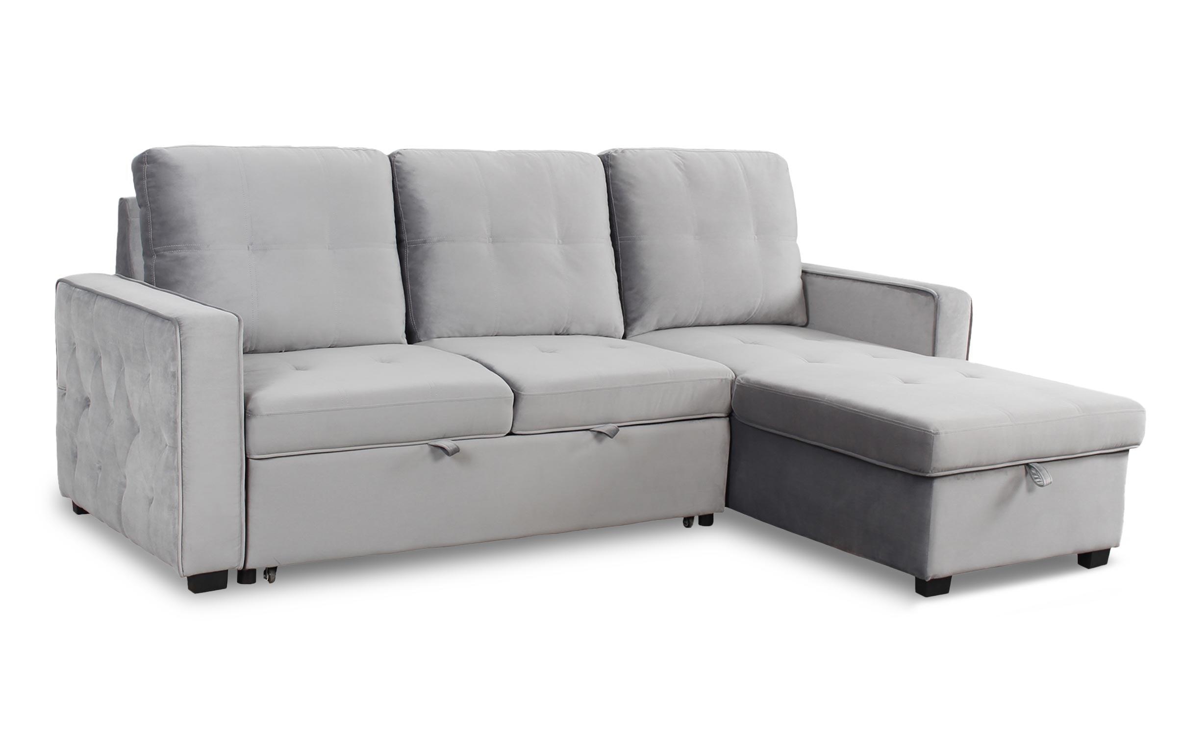 Canapé d'angle convertible moderne Delacroix Velours Argent
