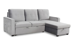 Canapé d'angle convertible moderne Delacroix Velours Argent