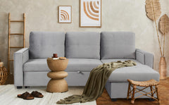 Canapé d'angle convertible moderne Delacroix Velours Argent