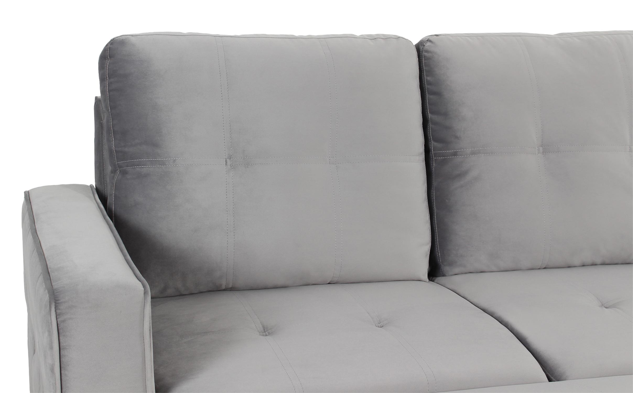 Canapé d'angle convertible moderne Delacroix Velours Argent
