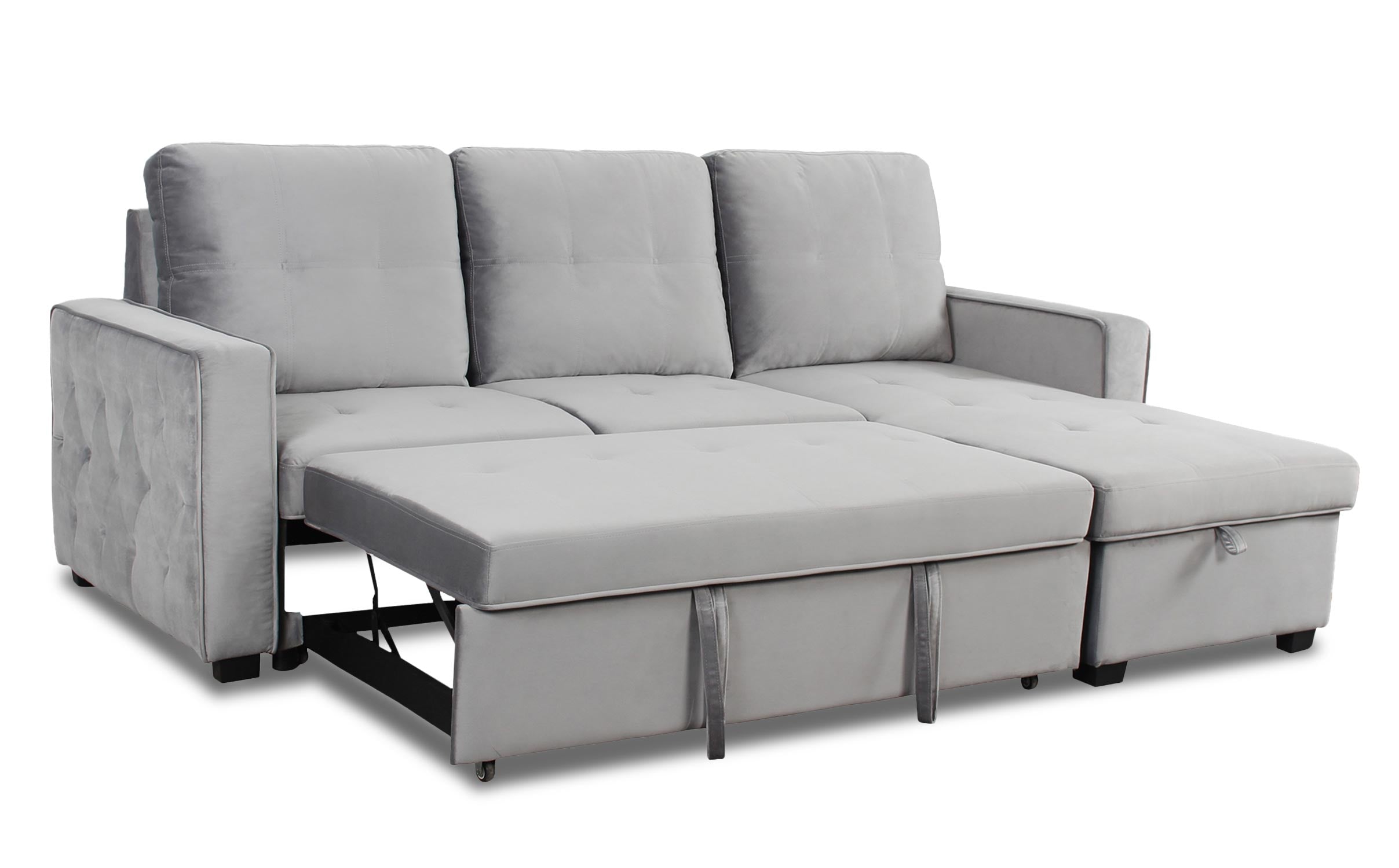 Canapé d'angle convertible moderne Delacroix Velours Argent