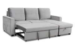 Canapé d'angle convertible moderne Delacroix Velours Argent