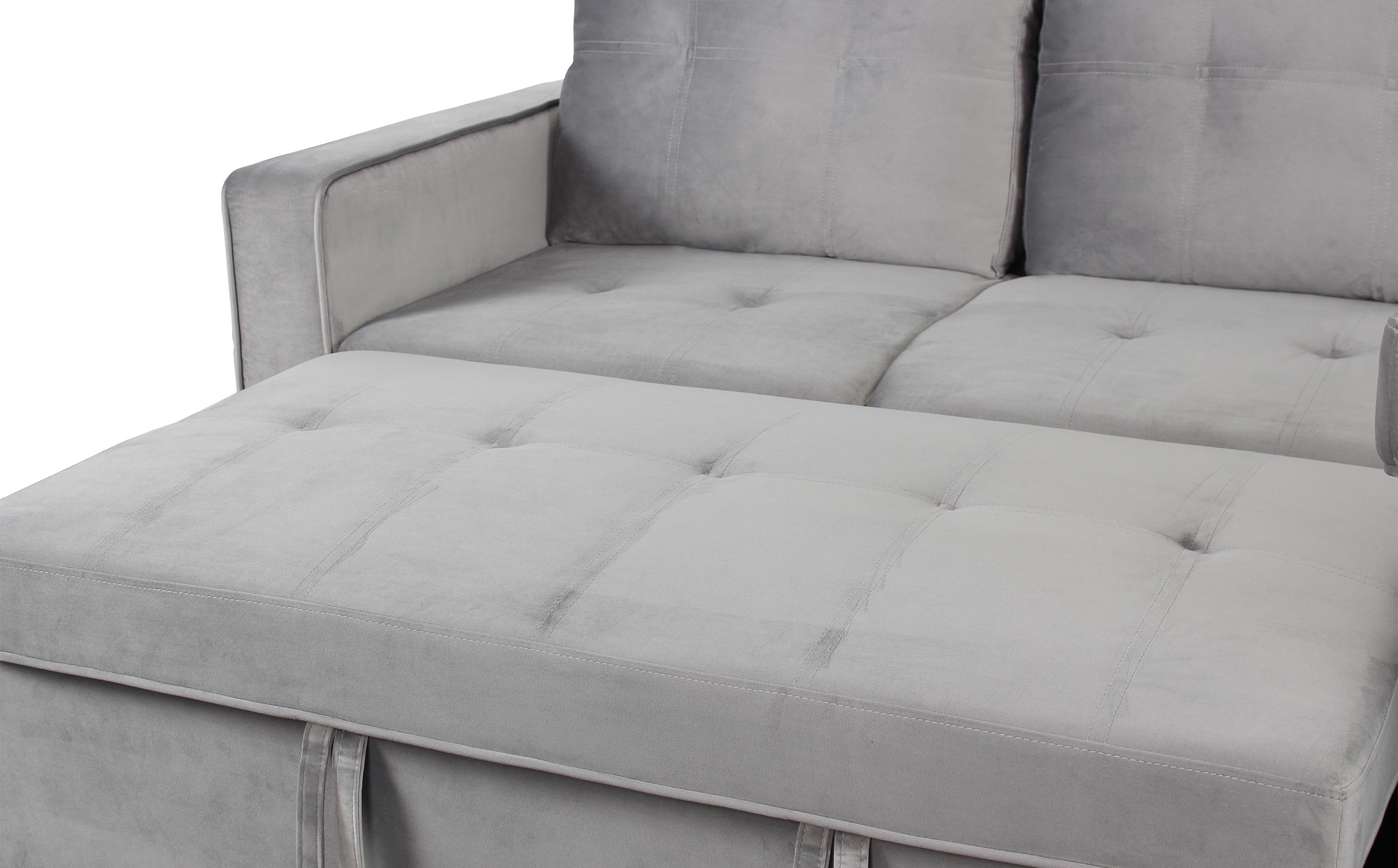 Canapé d'angle convertible moderne Delacroix Velours Argent
