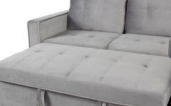 Canapé d'angle convertible moderne Delacroix Velours Argent