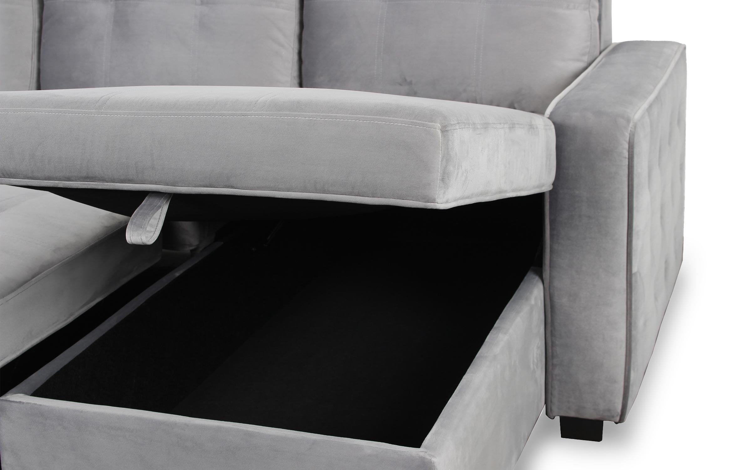 Canapé d'angle convertible moderne Delacroix Velours Argent