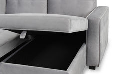 Canapé d'angle convertible moderne Delacroix Velours Argent