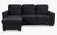 Canapé d'angle convertible en velours noir avec rangement