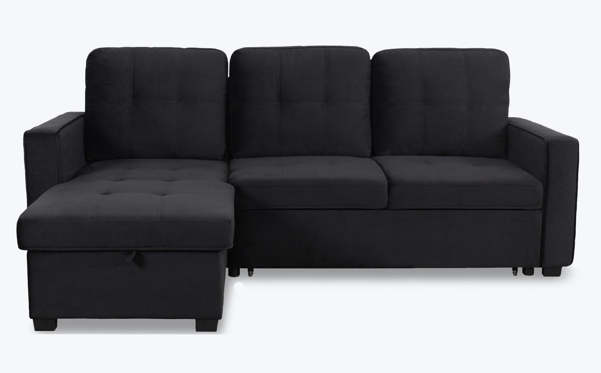 Canapé d'angle convertible moderne Delacroix Velours Noir