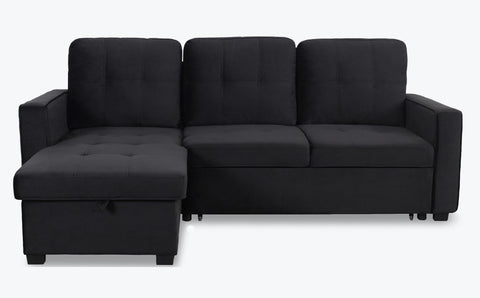 Canapé d'angle convertible moderne Delacroix Velours Noir