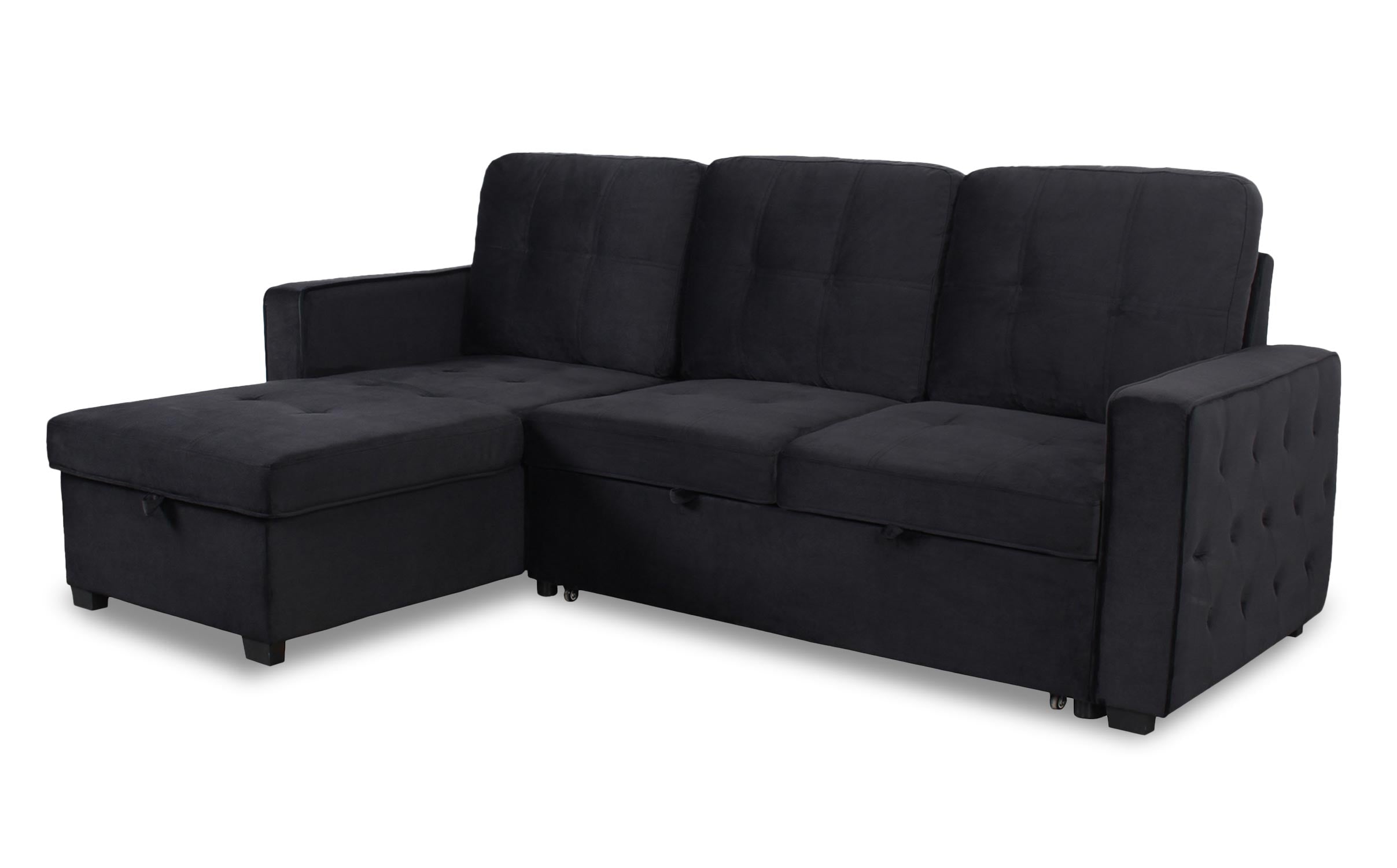 Canapé d'angle convertible moderne Delacroix Velours Noir