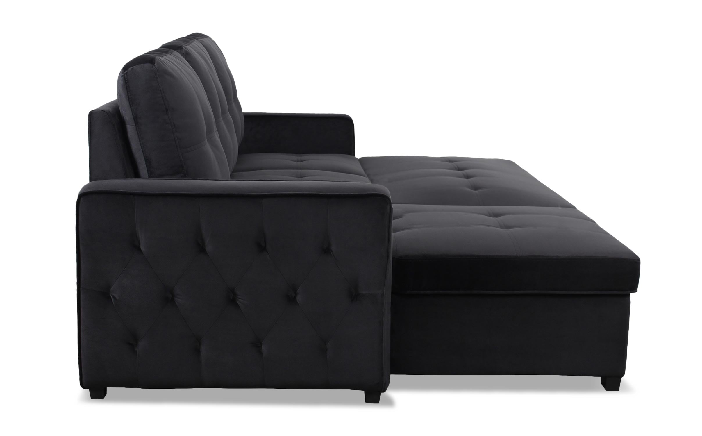 Canapé d'angle convertible moderne Delacroix Velours Noir
