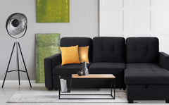 Canapé d'angle convertible moderne Delacroix Velours Noir