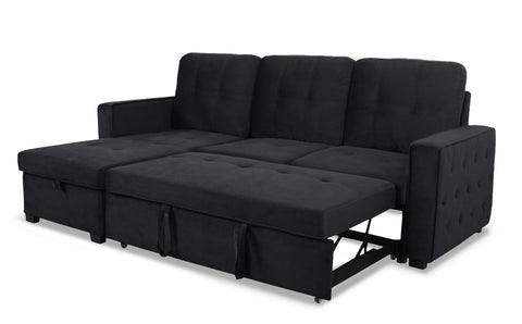 Canapé d'angle convertible moderne Delacroix Velours Noir