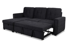 Canapé d'angle convertible moderne Delacroix Velours Noir