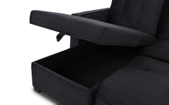 Canapé d'angle convertible moderne Delacroix Velours Noir