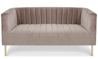 Canapé 2 places Basta en velours taupe à coutures verticales
