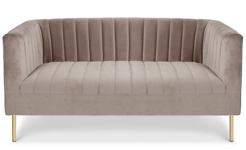Canapé 2 places Basta en velours taupe à coutures verticales