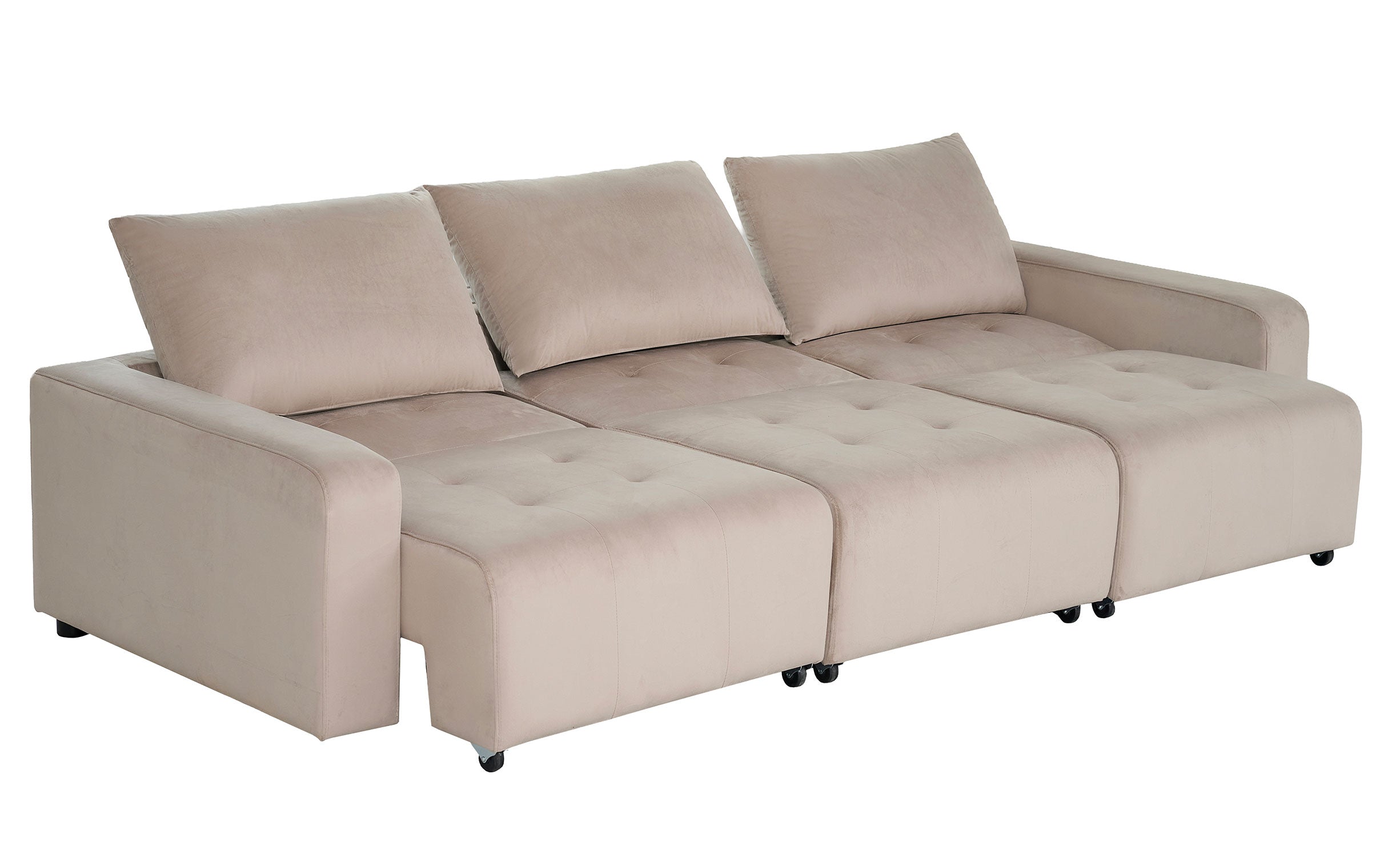 Canapé 3 places convertible Castello Velours Taupe