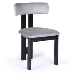 Chaise de salle à manger design Ceriz Bois noir et Velours Gris
