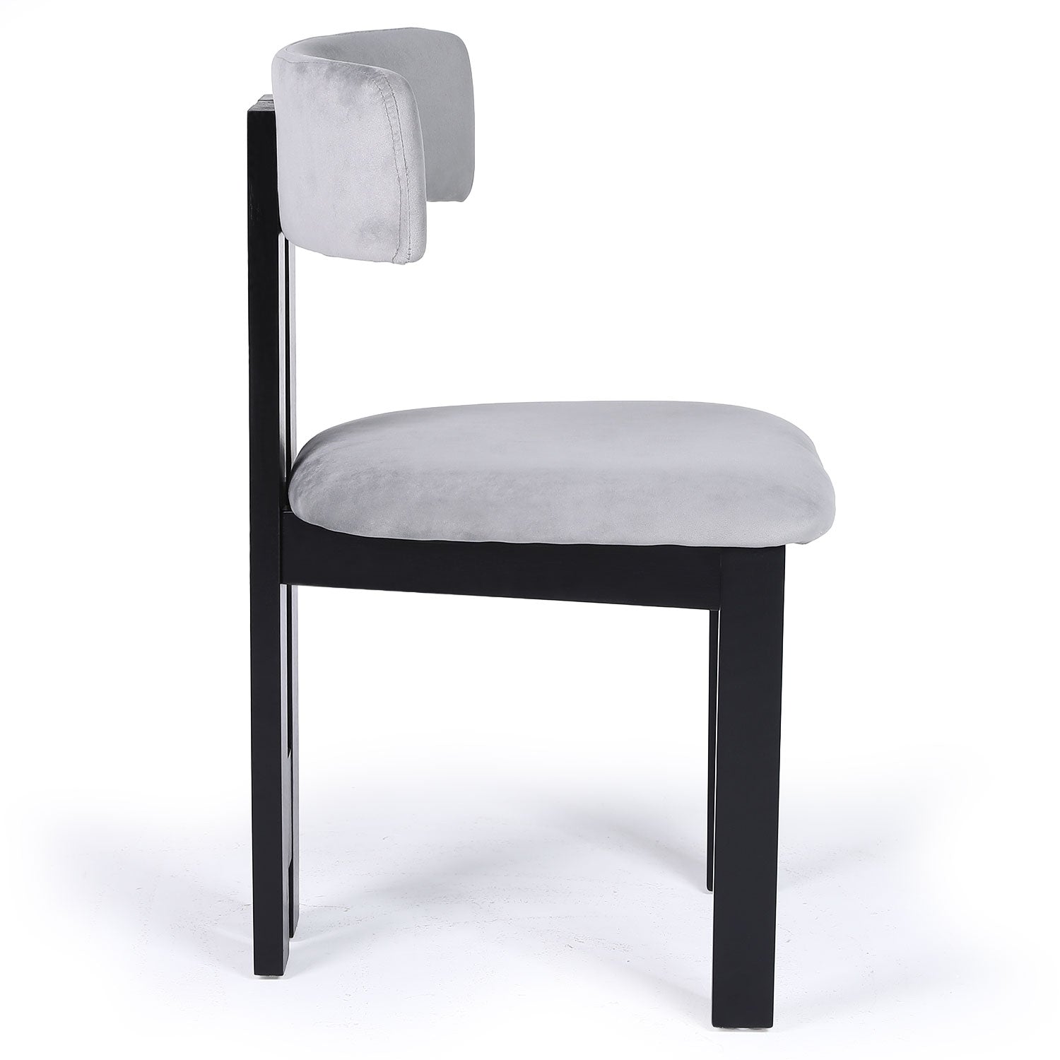 Chaise de salle à manger design Ceriz Bois noir et Velours Gris