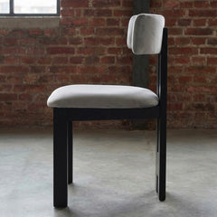 Chaise de salle à manger design Ceriz Bois noir et Velours Gris