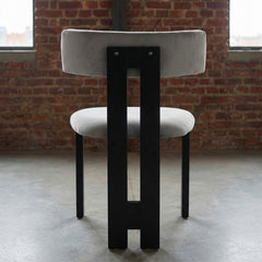 Chaise de salle à manger design Ceriz Bois noir et Velours Gris