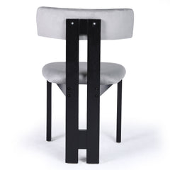 Chaise de salle à manger design Ceriz Bois noir et Velours Gris