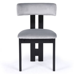 Chaise de salle à manger design Ceriz Bois noir et Velours Gris
