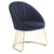 Chaise avec dossier arrondi effet drapé Bamuen pieds or et tissu noir