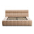 Lit-coffre 180x200cm avec tête de lit matelassée en tissu bouclette beige