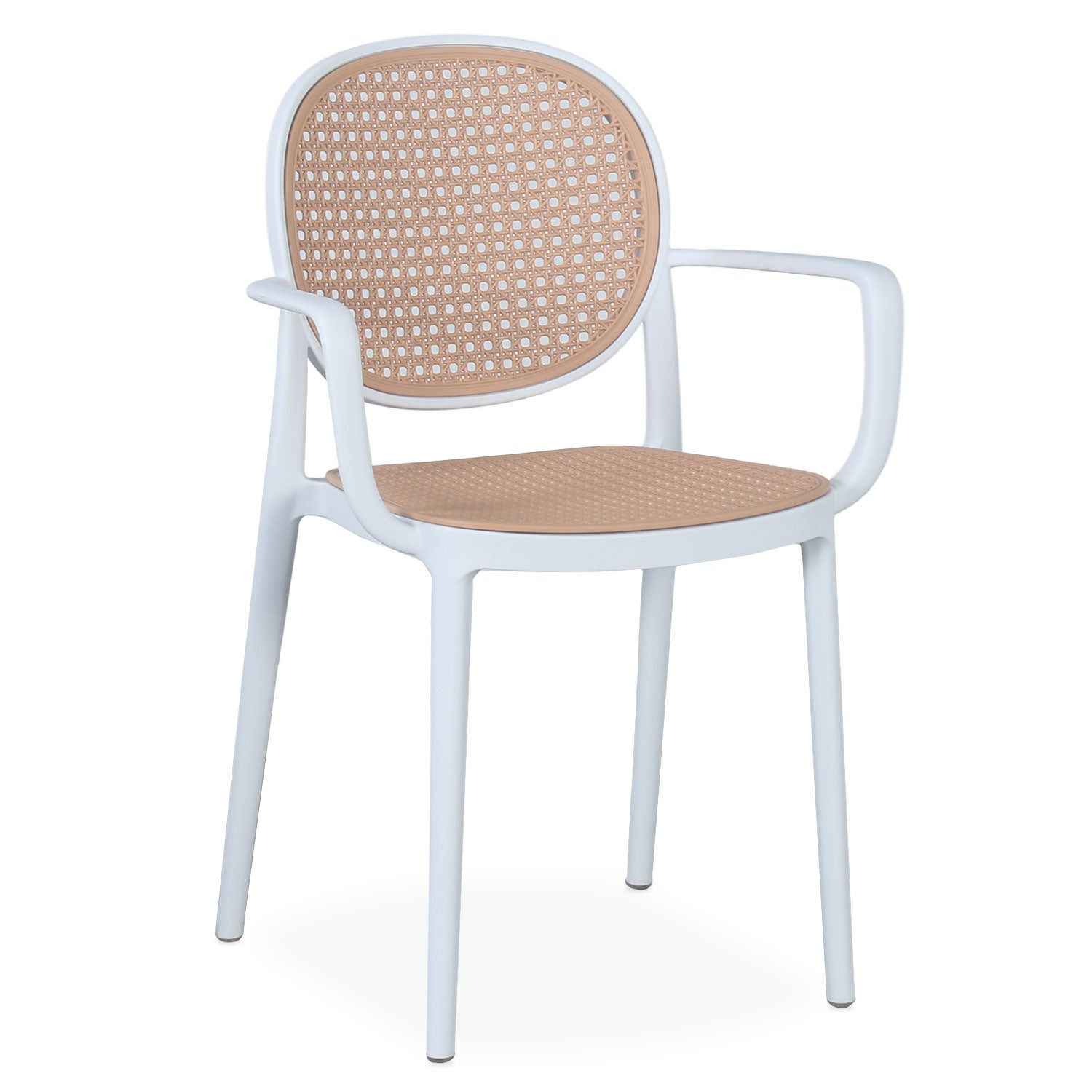 Lot de 2 chaises empilables Chapline Polypropylène effet cannage Beige et Blanc