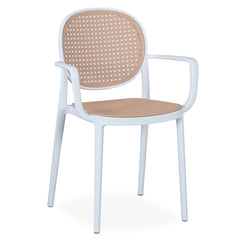 Lot de 2 chaises empilables Chapline Polypropylène effet cannage Beige et Blanc