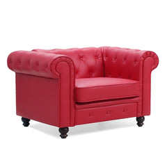 Fauteuil Abir rouge en simili cuir