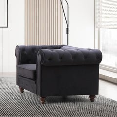 Fauteuil en velours Abir noir