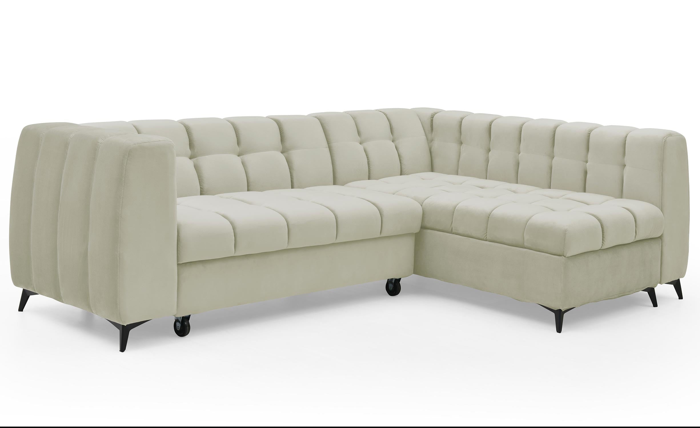 Canapé d'angle convertible Chessy Velours Beige