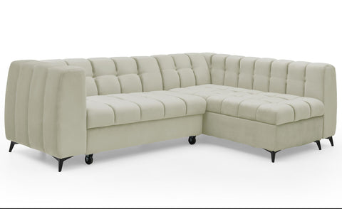 Canapé d'angle Ciona convertible en velours beige