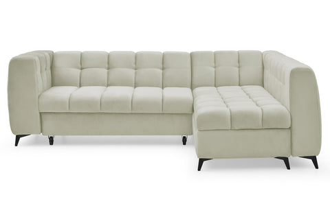 Canapé d'angle Ciona convertible en velours beige