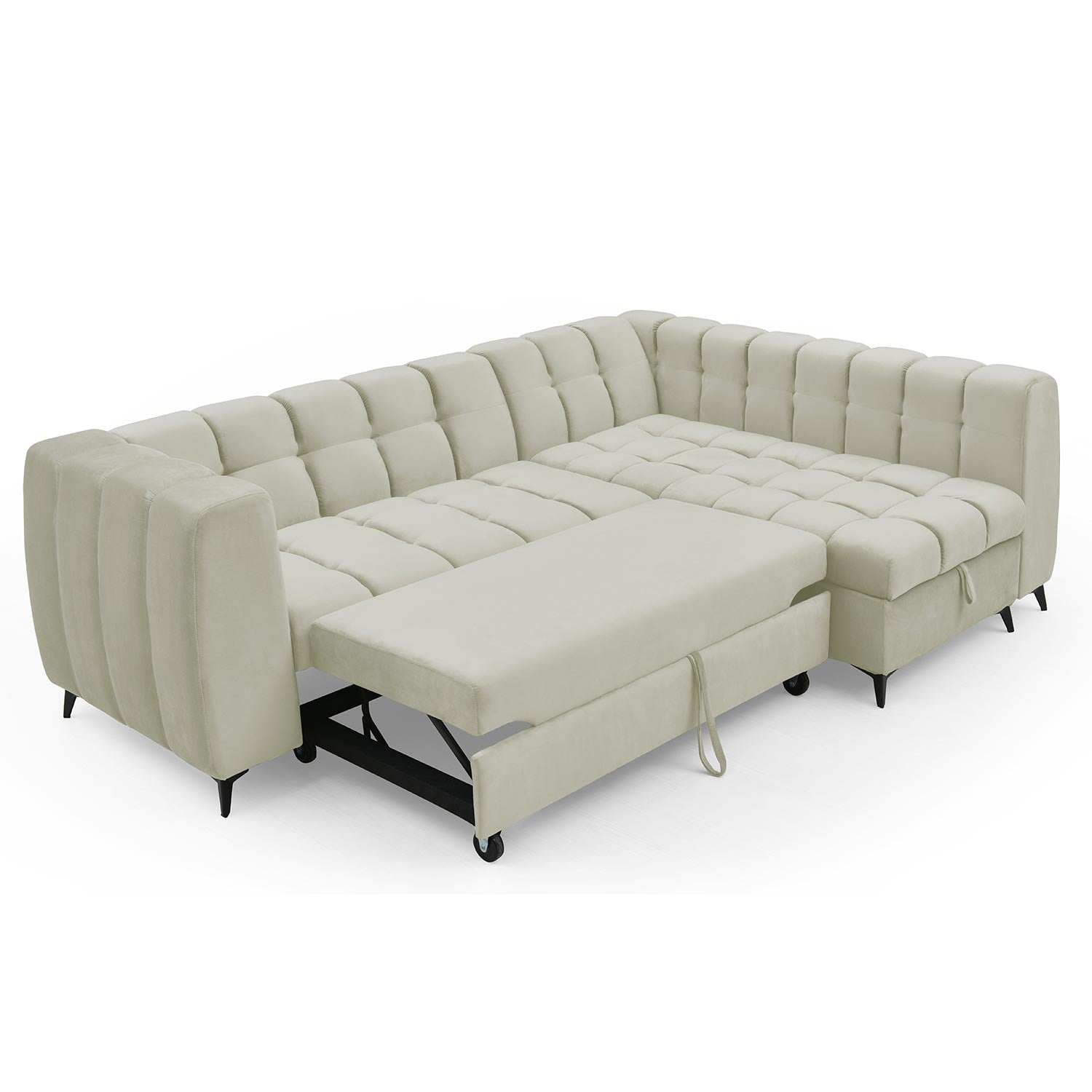 Canapé d'angle convertible Chessy Velours Beige