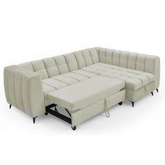 Canapé d'angle convertible Chessy Velours Beige