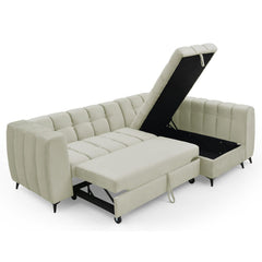 Canapé d'angle Ciona convertible en velours beige