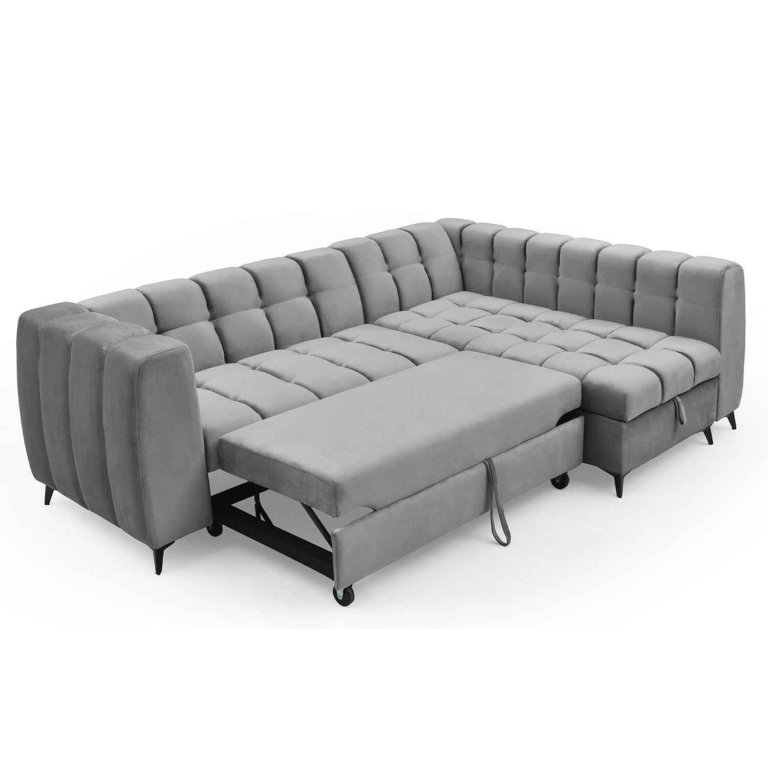 Canapé d'angle convertible Chessy Velours Gris
