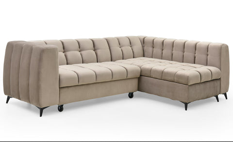 Canapé convertible Ciona velours taupe d'angle